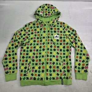 Adidas Adigrafik AOP Jigsaw Puzzle Green Hoodie Asian 105 Men's M Ultra Rare!